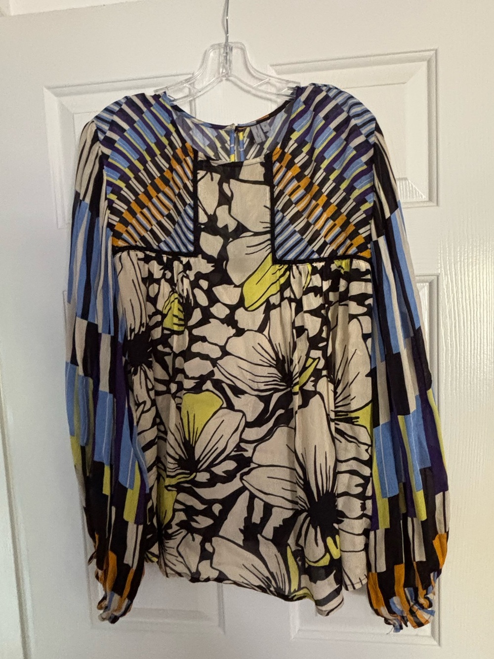 Blank London Mixed Print Floral Boho Blouse Balloon Sleeve Plus 1x